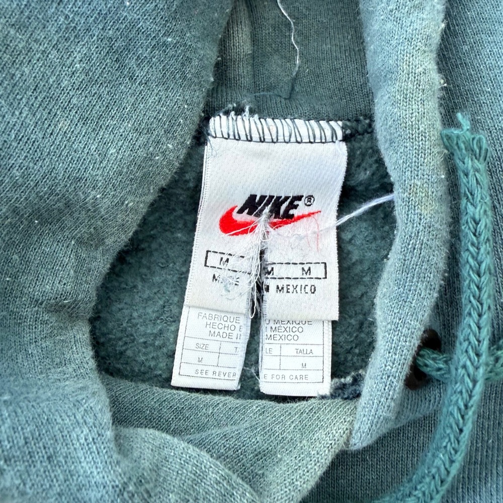 Nike Vintage Hoodie Forest Green Embroidered Swoosh Mens Medium 90s Boxy Fit - Picture 5 of 7